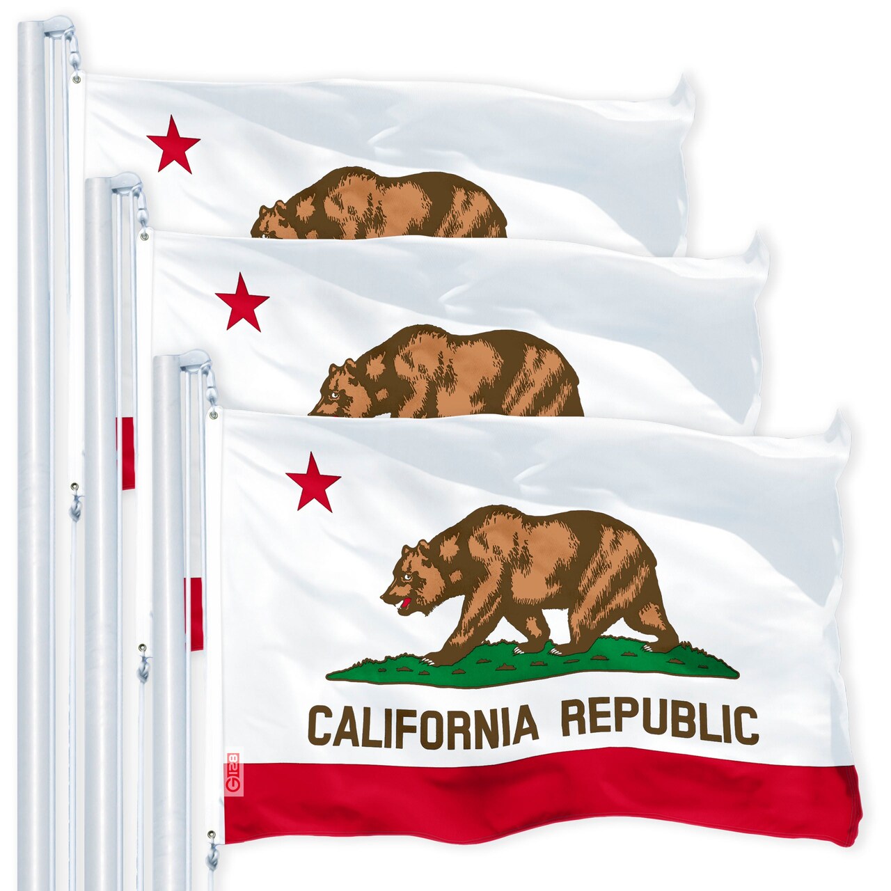 California CA State Flag 3x5 Ft 3-Pack 150D Printed Polyester By G128